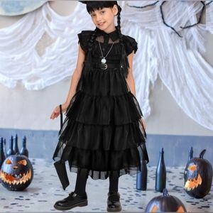 Wednesday Adams Black Kids Dress